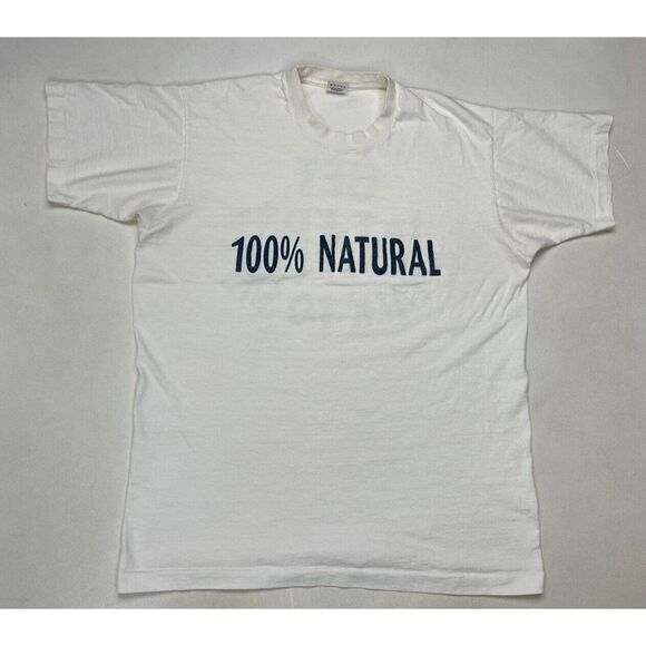 VINTAGE 100% Natural Get Fat Free Graphic T-shirt Men Large 90s Single Stitch - Picture 1 of 9